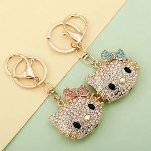 Gold Rhinestone Hello Kitty Keychains Pick 1